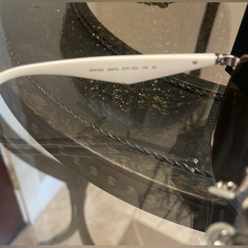 Prada SPR 52QS Aviator Sunglasses White Frame Silver Mirror Lenses - Picture 5 of 14